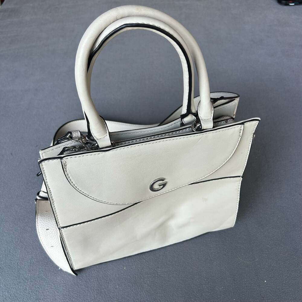 G by Guess White Structured Satchel Handbag